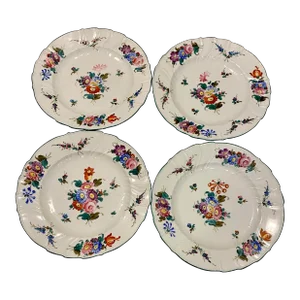 Early 1900’s Hand Painted Porcelain Dinner Plates, Set of 4