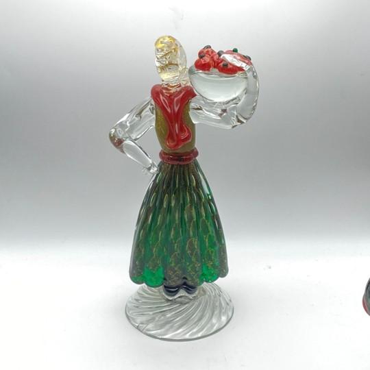 Green Murano Seguso Vetri D’Arte Male Female Peasant Couple Italian Art Glass 1960s (Pls Read-Repair) For Sale - Image 8 of 18
