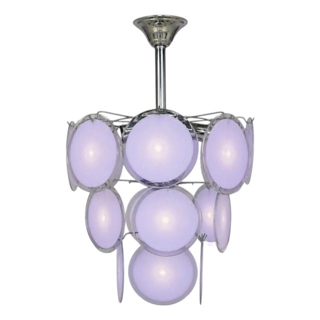 Mid-Century Modern, Purple Murano Glass, Chrome, Pendant Light, 1960s For Sale