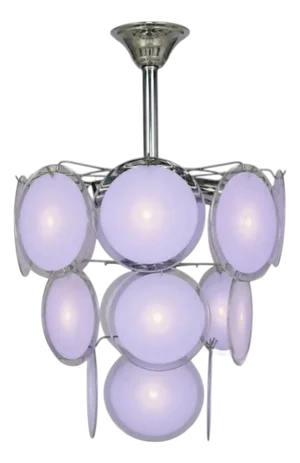Mid-Century Modern, Purple Murano Glass, Chrome, Pendant Light, 1960s