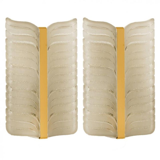 Frosted Glass and Brass Leaf Wall Sconce by J. T. Kalmar for Kalmar, 1960s For Sale - Image 9 of 12