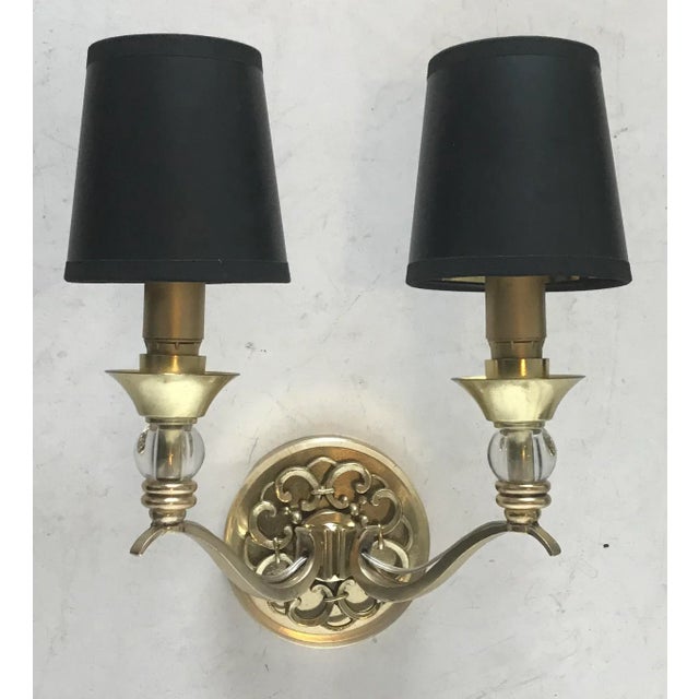 Maison Lunel 1950s Mid-Century Modern Maison Lunel Brass and Glass Sconces - a Pair For Sale - Image 4 of 7