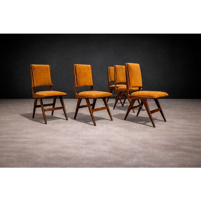 Set of 6 Chairs in Saddle Mohair and Rosewood, Attributed to Forma, 1950s For Sale - Image 11 of 17