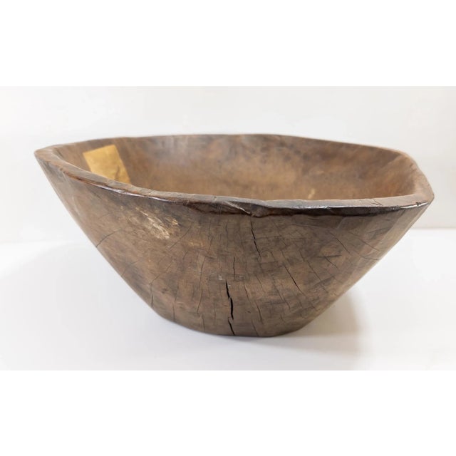 Farmhouse 19th Century or Earlier Rustic Carved Primitive Farmhouse Trencher Dough Bowl For Sale - Image 3 of 12