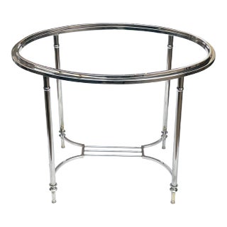 1930s A Stylish French Art Deco Nickel-Plated Oval Side Table in the Style of Maison Jansen For Sale