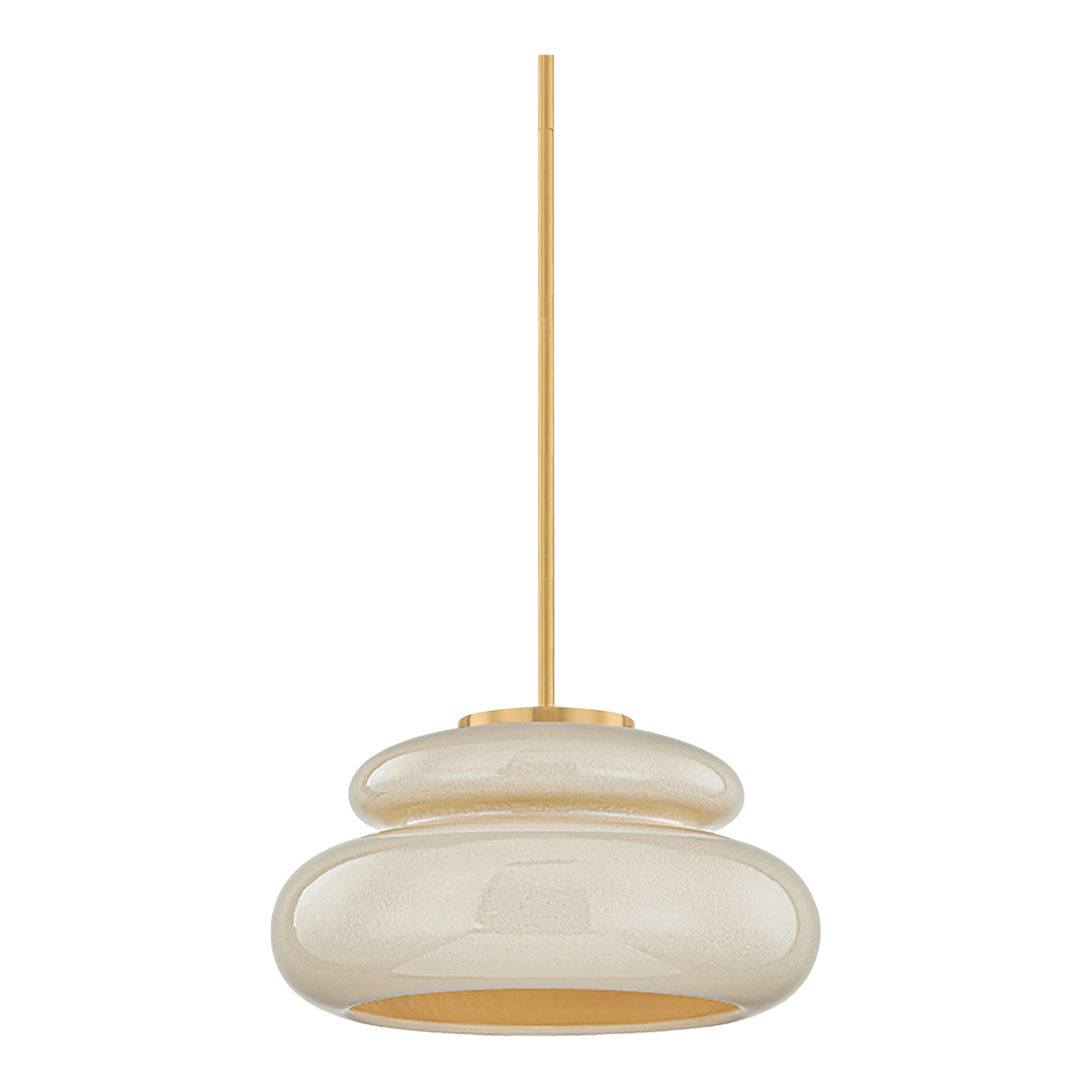 Mitzi Pia 16 in. 1 Light Pendant in Aged Brass and Ceramic Butter
