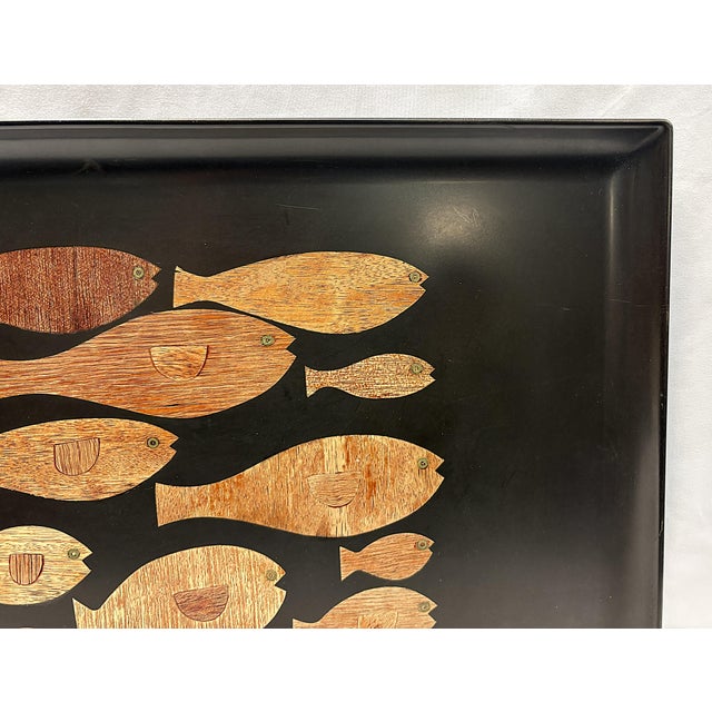 Mid 20th Century Mid Century Modern 'Couroc of Monterey' Inlaid Wood Fish Serving Tray For Sale - Image 5 of 16