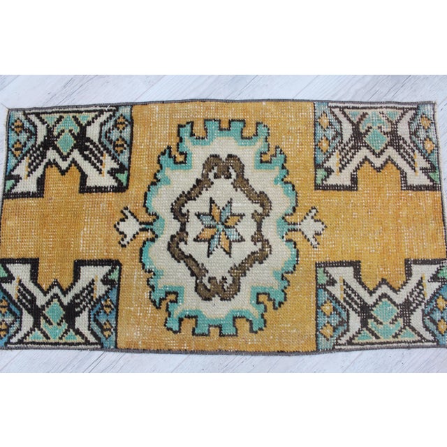 Traditional Turkish Mini Rug - 17 "X 30.5" For Sale - Image 3 of 9