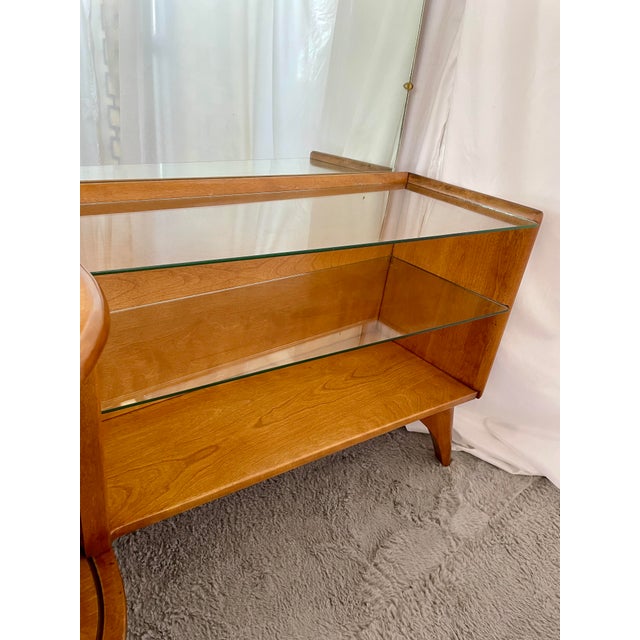 Heywood-Wakefield 1950s Heywood Wakefield Kohinoor Vanity & Mirror For Sale - Image 4 of 12