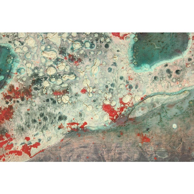 Abstract Petitjean-Sart Textured Red, Green and White Amorphic Relief Abstract 1950's For Sale - Image 3 of 5