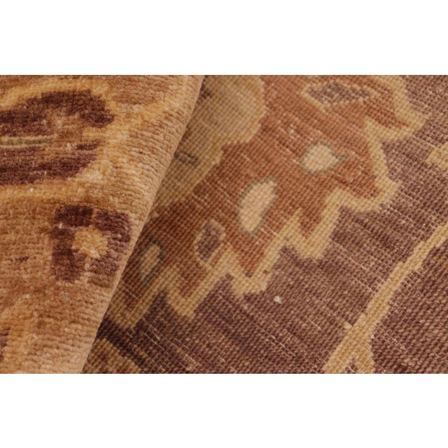 Textile Classic Ziegler Brown Tan Hand-Knotted Wool Rug - 8'2'' X 10'1'' For Sale - Image 7 of 8