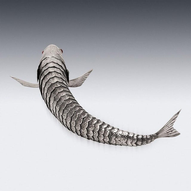 Vintage Mexican Novelty Articulated Fish in Alpaca Silver, 1950s For Sale - Image 6 of 17