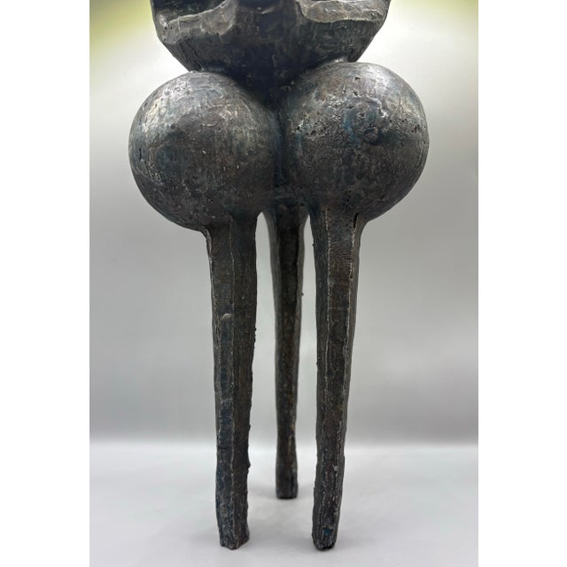 Henry Moore Mid Century Brutalist Bronzed Metal Tribal Tripod Sculpture For Sale - Image 4 of 11