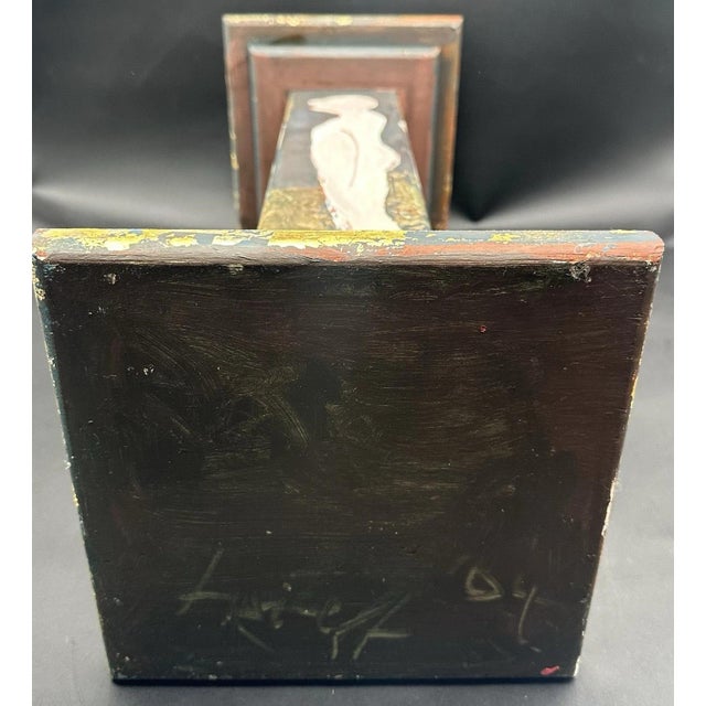 Gold Selina Trieff Art Wood Pedestal Column Painted Figures Gold Leaf Selena For Sale - Image 8 of 18