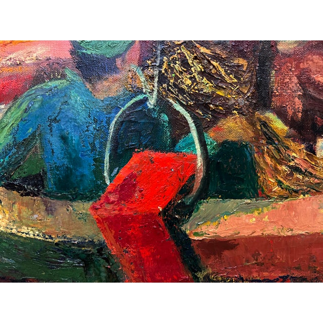 Wood 1950s Ruth M. Fulton Wpa Abstract Impressionist Painting of Sailors on a Boat For Sale - Image 7 of 12