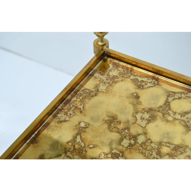 Maison Bagués Rectangular Side Table Cross Base Cloudy Mirror Top Neoclassical For Sale - Image 9 of 13