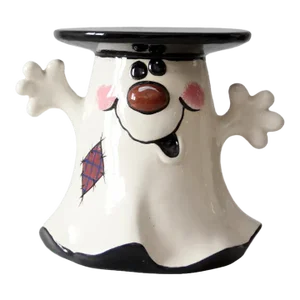 Vintage Painted Ceramic Ghost Pedestal Stand