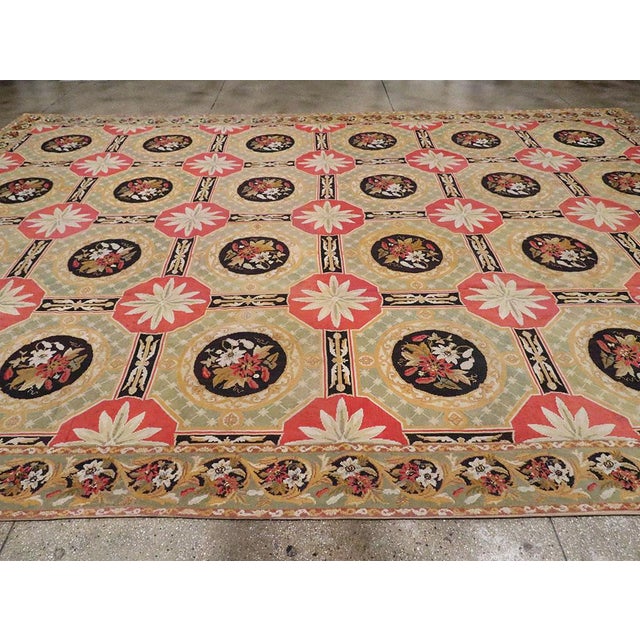 Galerie Shabab Collection Early 20th Century Antique English Needlepoint Large Carpet For Sale In New York - Image 6 of 10