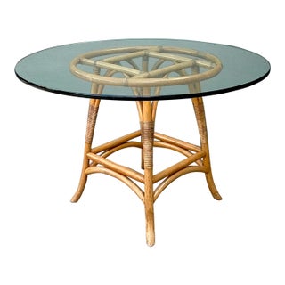 Vintage Bent Rattan Dining Table For Sale
