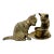 Mid 20th Century Vintage Bronze Cats With Cup Sculpture For Sale