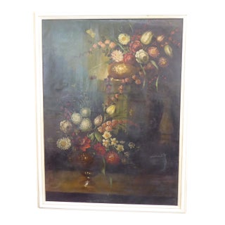 18th Century French Oil Painting of Flowers For Sale