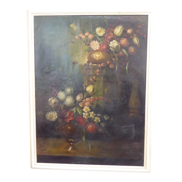 18th Century French Oil Painting of Flowers For Sale