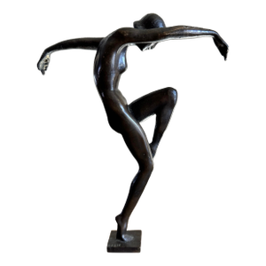 Art Deco Bronze Dancer Sculpture, Signed “Dénis,” C. 1970s