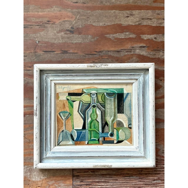 Mid 20th Century Vintage Boho Original Abstract Oil on Canvas For Sale - Image 5 of 11