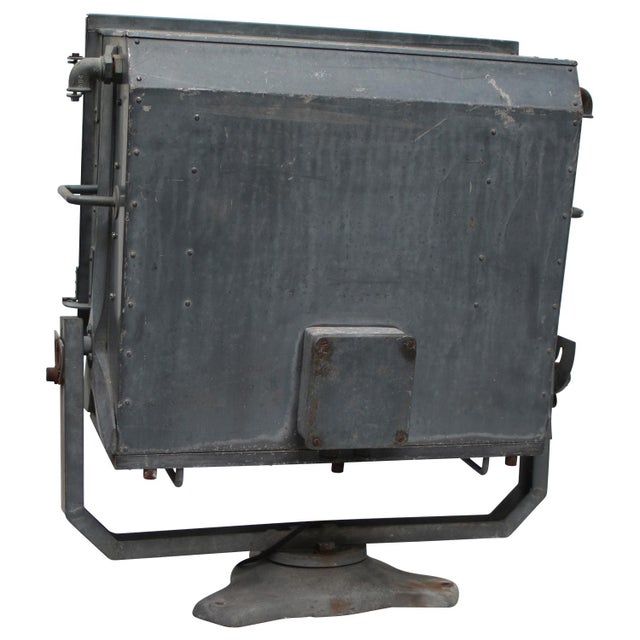 Metal French Airport Spotlight Floor Lamp in Blue Grey Metal and Glass For Sale - Image 7 of 10