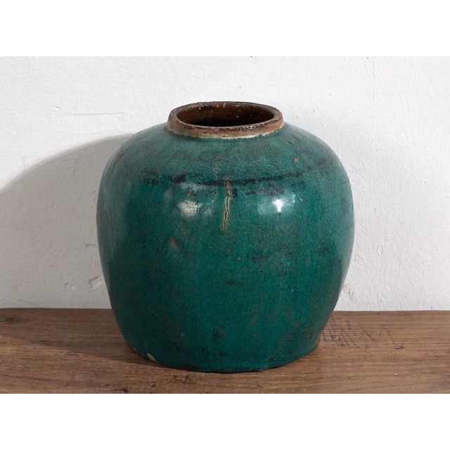 Antique Round Ceramic Vase For Sale - Image 4 of 6