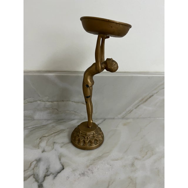 1920's Art Deco Frankart Style Nude Woman Smoking Standing Ashtray For Sale In Pittsburgh - Image 6 of 11