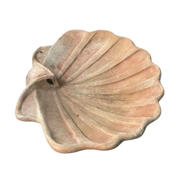 Vintage Italian Terracotta Scalloped Shell Bird Bath For Sale In West Palm - Image 6 of 12