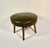 Vintage 1950s Mid Century Modern Green Vinyl Stool Ottoman Atomic Wood Legs For Sale - Image 4 of 12