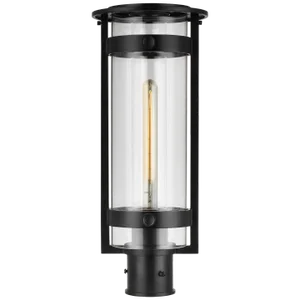 Ian K. Fowler for Visual Comfort Signature Kears Medium Post Lantern in Aged Iron with Clear Glass