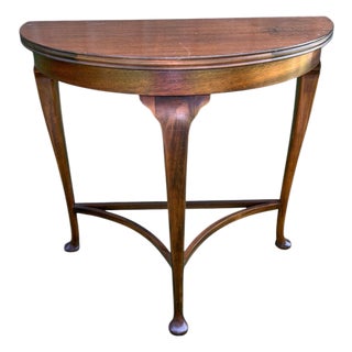 Early 20th Century English Queen Anne Demilune Table For Sale