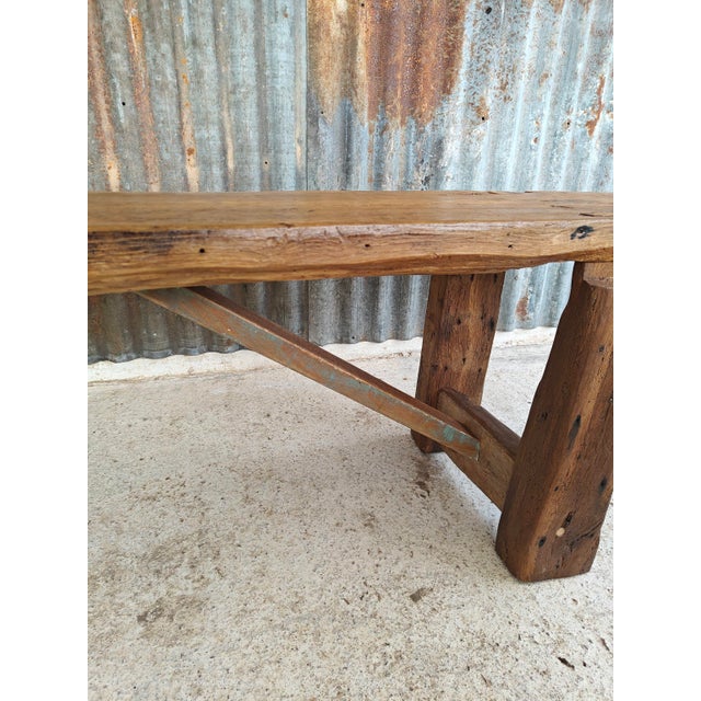 Wood Brutalist Workbench Console, 1890s For Sale - Image 7 of 18