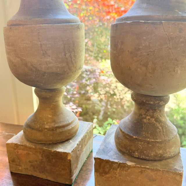 19th Century Pair 19th C. French Terracotta Baluster Lamps From Marston Luce For Sale - Image 5 of 7