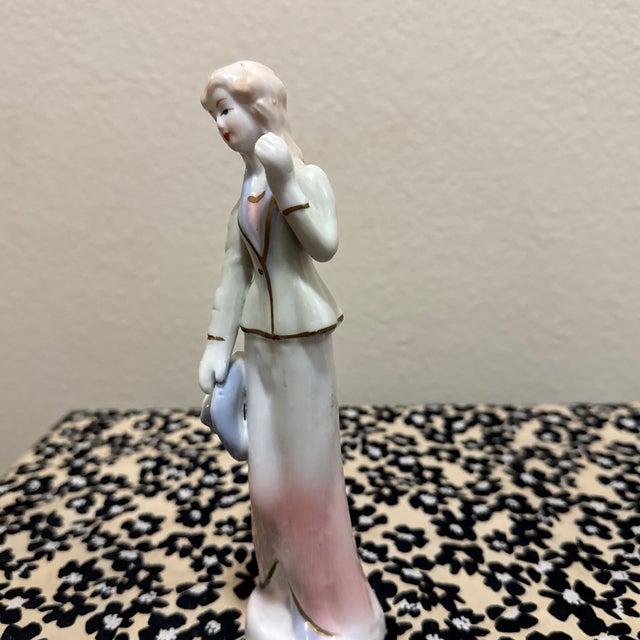 Vintage Porcelain Elegant Lady Figurine – Victorian Style With Hat & Suit For Sale - Image 4 of 8