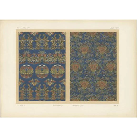 George Ashdown Audsley, Silk and Gold Fabrics, Japan, 1882, Print For Sale