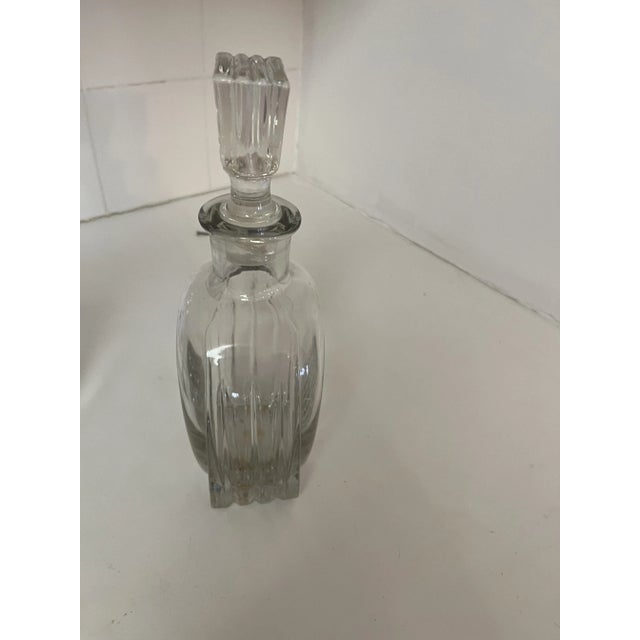 art deco liquor caddy glass is perfect; original lock and key; chrome has some tarnish