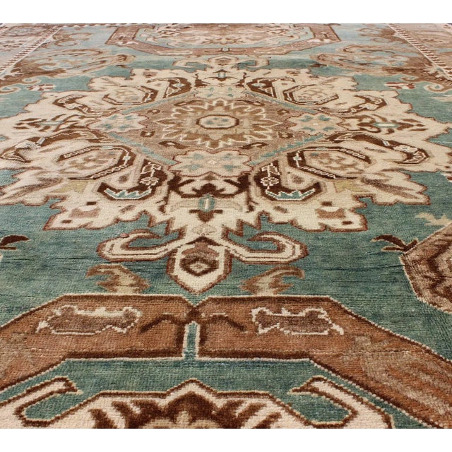 Vintage Hand Knotted Turkish Carpet With Geometric Tribal Medallion Design For Sale In Atlanta - Image 6 of 8