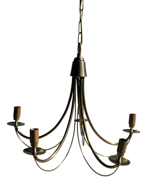Modern Five-Arm Metal Chandelier, 1980s