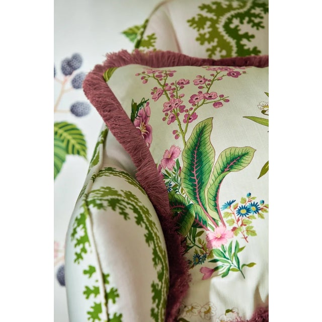 Traditional Sanderson Enys Garden Fabric in Blush/Jade - a Sample For Sale - Image 3 of 4