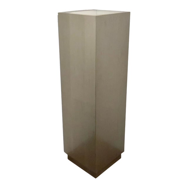 Caracole Modern Silver Leaf Finished Light Up Pedestal For Sale