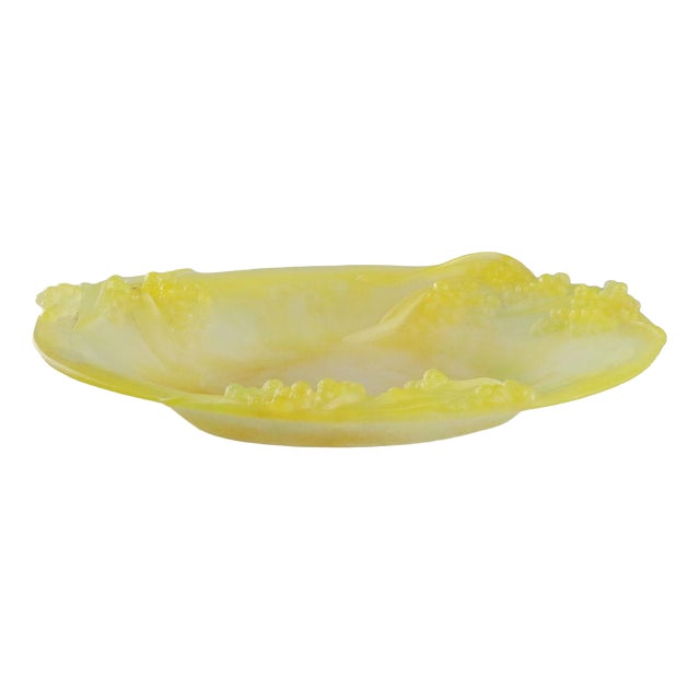 Vintage Crystal Mimosa Bowl from Daum For Sale