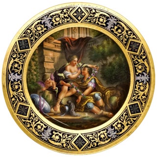 Roman Courting Scene with Cupid Plate from Royal Vienna, 1890 For Sale