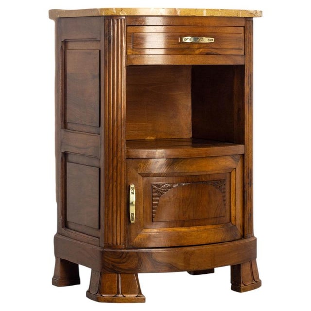 French Walnut, Marble and Bronze Nightstand, 1920 For Sale - Image 11 of 11