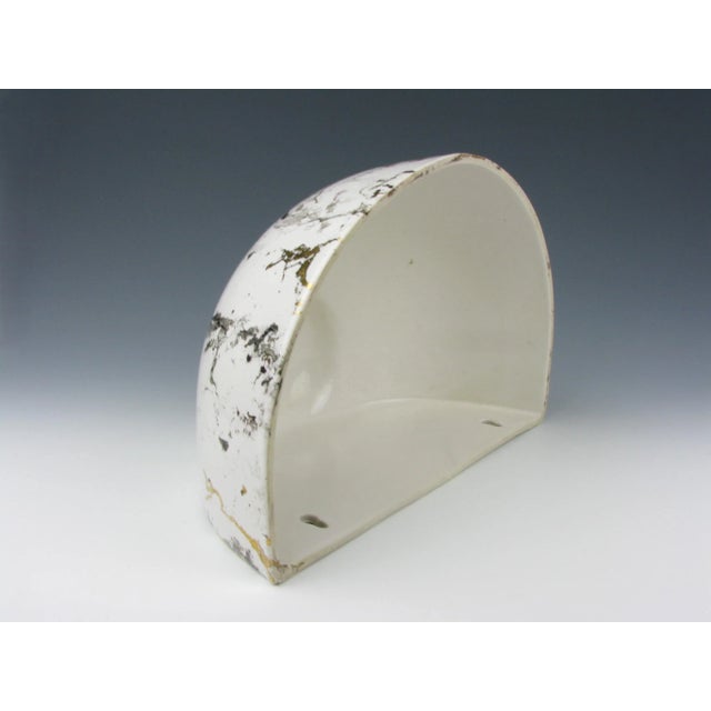 White Vintage Charleton Large White Ceramic Wall Pocket Planter With Faux Marble Finish For Sale - Image 8 of 13