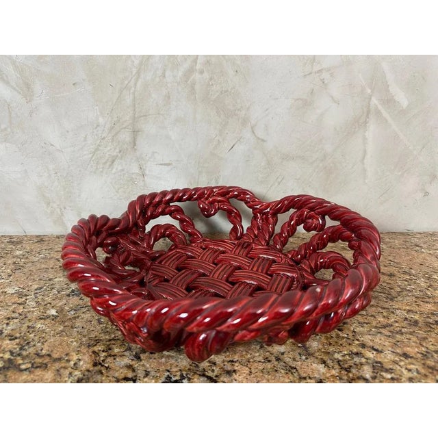 Red Vintage Ceramic Basket, 1960 For Sale - Image 8 of 14