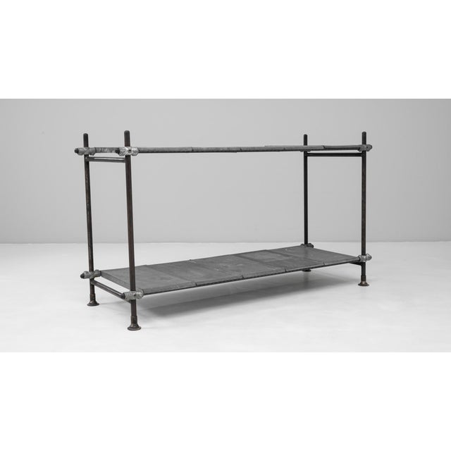 Metal 20th Century French Metal Console Table With Zinc Tops For Sale - Image 7 of 18